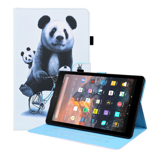 For Amazon Kindle Fire 7 Animal Pattern Horizontal Flip Leather Case with Holder & Card Slots & Photo Frame & Sleep / Wake-up Function(Cycling Panda)
