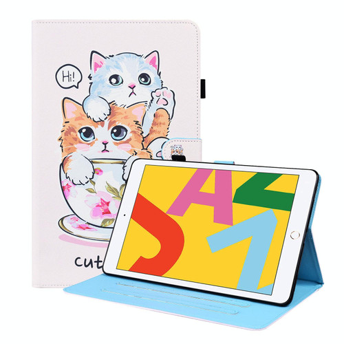 For iPad 10.2 2021 / 2020 / 2019 Animal Pattern Horizontal Flip Leather Case with Holder & Card Slots & Photo Frame & Sleep / Wake-up Function(Cat Brothers)