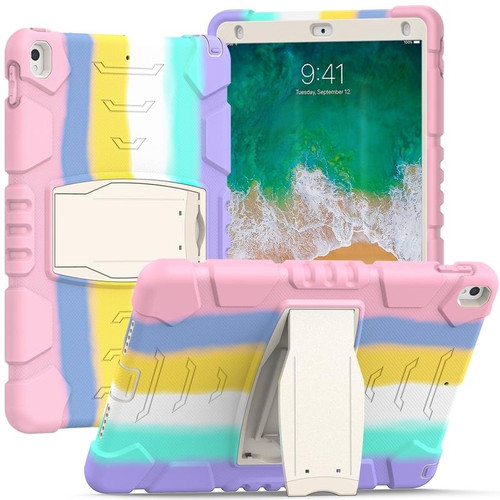 3-Layer Protection  Screen Frame + PC + Silicone Shockproof Combination Case with Holder For iPad Pro 10.5 (2019) / (2017)(Colorful Pink)