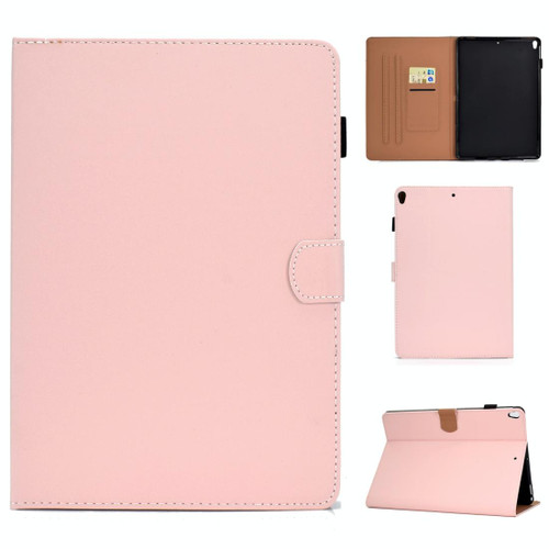 For iPad 10.2 2021 / 2020 / 2019 Solid Color Horizontal Flip Leather Case with Holder & Card Slots & Pen Slot & Sleep / Wake-up Function(Pink)