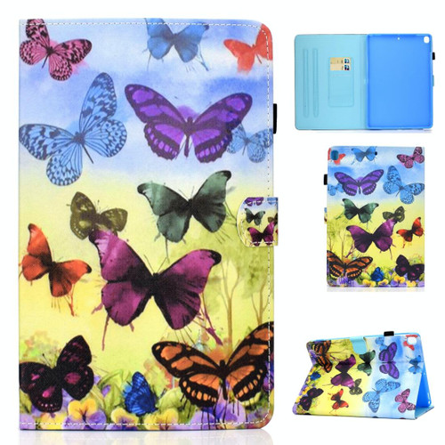 For iPad 10.2 2021 / 2020 / 2019 Colored Drawing Horizontal Flip Leather Case with Holder & Card Slots & Pen Slot & Sleep / Wake-up Function(Colorful Butterfly)