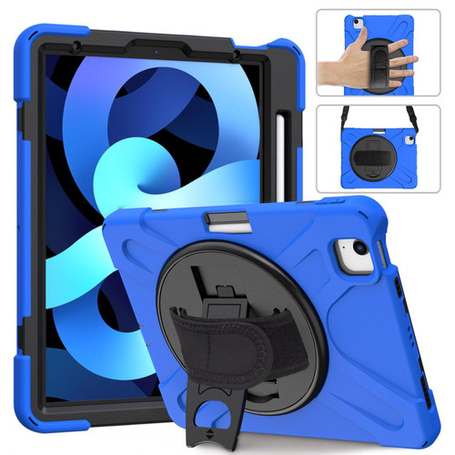 Shockproof Colorful Silicone + PC Protective Case with Holder & Shoulder Strap & Hand Strap For iPad Pro 11 2022 / 2021 / 2020 / 2018 /  Air 4 2020 (Blue)
