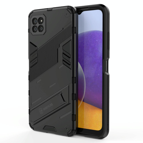 For Samsung Galaxy A22 5G Punk Armor 2 in 1 PC + TPU Shockproof Case with Invisible Holder(Black)
