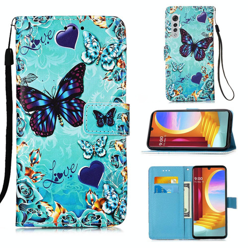 For LG Velvet 2 Pro Colored Drawing Pattern Plain Weave Horizontal Flip Leather Case with Holder & Card Slot & Wallet & Lanyard(Caring Butterfly)