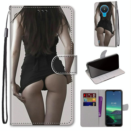 For Nokia 1.4 Coloured Drawing Cross Texture Horizontal Flip PU Leather Case with Holder & Card Slots & Wallet & Lanyard(Upskirt)