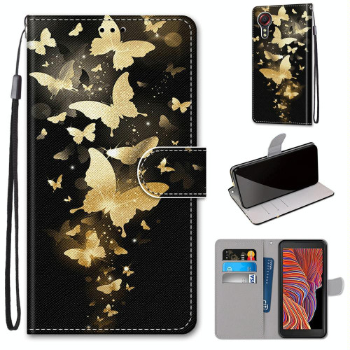 For Samsung Galaxy Xcover 5 Coloured Drawing Cross Texture Horizontal Flip PU Leather Case with Holder & Card Slots & Wallet & Lanyard(Golden Butterfly Group) For Samsung Galaxy Xcover 5 Coloured Drawing Cross Texture Horizontal Flip PU Leather Case with Holder & Card Slots & Wallet & Lanyard(Golden Butterfly Group)