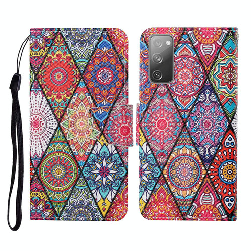 For Samsung Galaxy S20 FE Colored Drawing Pattern Horizontal Flip Leather Case with Holder & Card Slots & Wallet & Lanyard(Rhombus Totem)