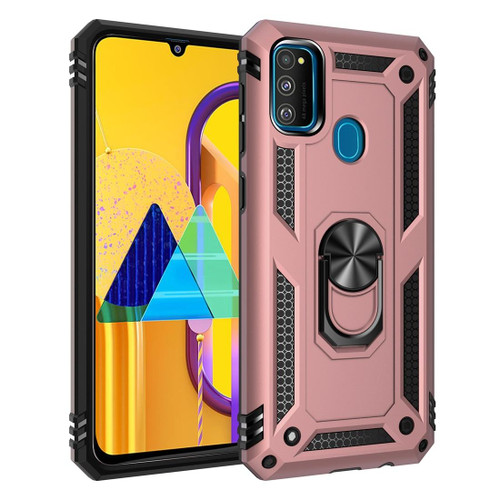 For Galaxy M30s Armor Shockproof TPU + PC Protective Case with 360 Degree Rotation Holder(Rose Gold)