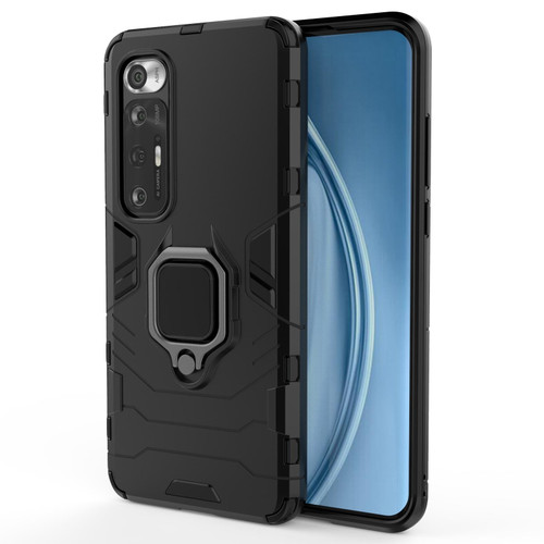 For Xiaomi Mi 10S Shockproof PC + TPU Protective Case with Magnetic Ring Holder(Black)