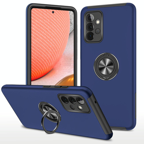 For Samsung Galaxy A72 PC + TPU Shockproof Magnetic Protective Case with Invisible Ring Holder(Blue)
