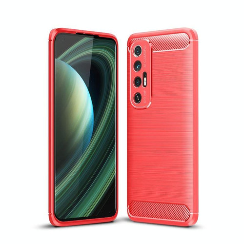 For Xiaomi Mi 10S Brushed Texture Carbon Fiber TPU Case(Red)