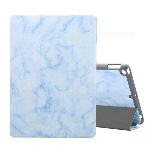 For iPad 10.2 inch Marble Texture Pattern Horizontal Flip Leather Case, with Three-folding Holder & Pen Slot & Sleep / Wake-up Function(Blue)