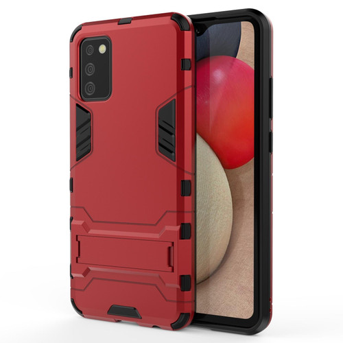 For Samsung Galaxy A02s(EU Edition) PC + TPU Shockproof Protective Case with Holder(Red)
