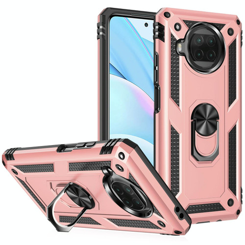 For Xiaomi Mi 10T Lite 5G Shockproof TPU + PC Protective Case with 360 Degree Rotating Holder(Rose Gold)