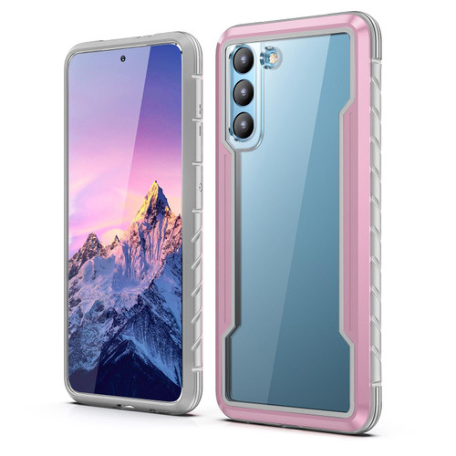 For Samsung Galaxy S21 Ultra 5G iPAKY Thunder Series Aluminum Frame + TPU Bumper + Clear PC Shockproof Case(Rose Gold)