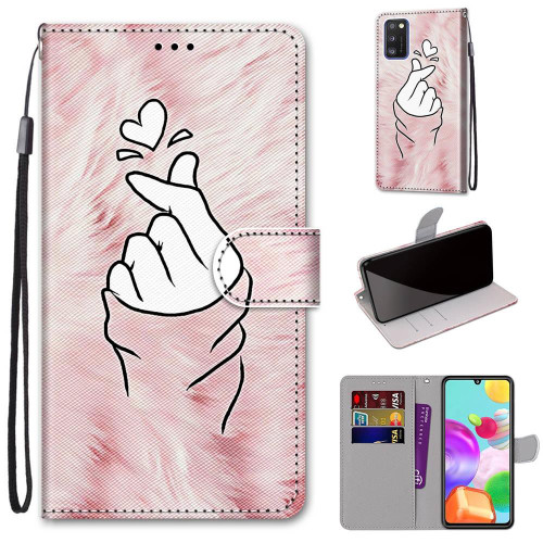 For Samsung Galaxy A41 Coloured Drawing Cross Texture Horizontal Flip PU Leather Case with Holder & Card Slots & Wallet & Lanyard(Pink Hands Than Hearts) For Samsung Galaxy A41 Coloured Drawing Cross Texture Horizontal Flip PU Leather Case with Holder & Card Slots & Wallet & Lanyard(Pink Hands Than Hearts)