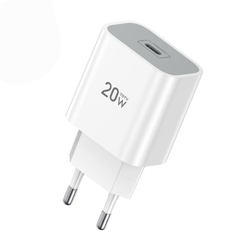 TOTUDESIGN HY034 Glory Series 20W Type-C / USB-C Fast Charging Travel Charger Power Adapter, EU Plug(White)