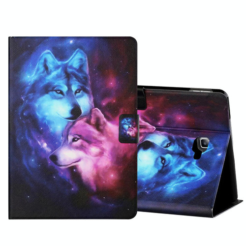 For Samsung Galaxy Tab A 10.1 T580/T585 (2016) Colored Drawing Horizontal Flip Leather Case with Holder & Card Slots & Sleep / Wake-up Function(Wolf)