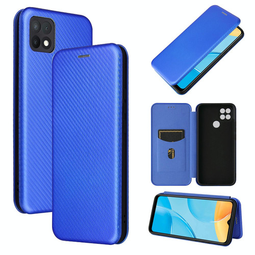For OPPO A15 Carbon Fiber Texture Horizontal Flip TPU + PC + PU Leather Case with Card Slot(Blue) For OPPO A15 Carbon Fiber Texture Horizontal Flip TPU + PC + PU Leather Case with Card Slot(Blue)