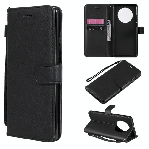For Huawei Mate 40 Pro Solid Color Horizontal Flip Protective Leather Case with Holder & Card Slots & Wallet & Photo Frame & Lanyard(Black)