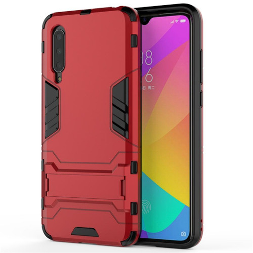 For Xiaomi Mi CC9 Shockproof PC + TPU Protective Case with Invisible Holder(Red)