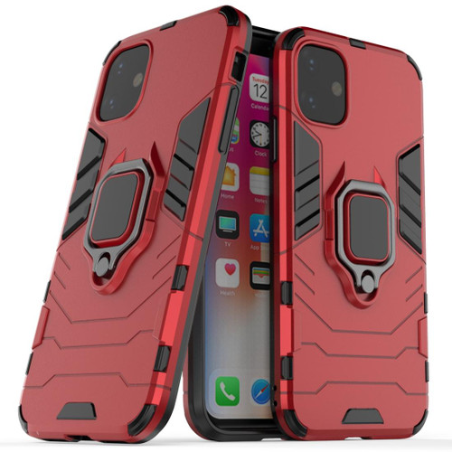 Panther PC + TPU Shockproof Protective Case with Magnetic Ring Holder for iPhone 11(Red)