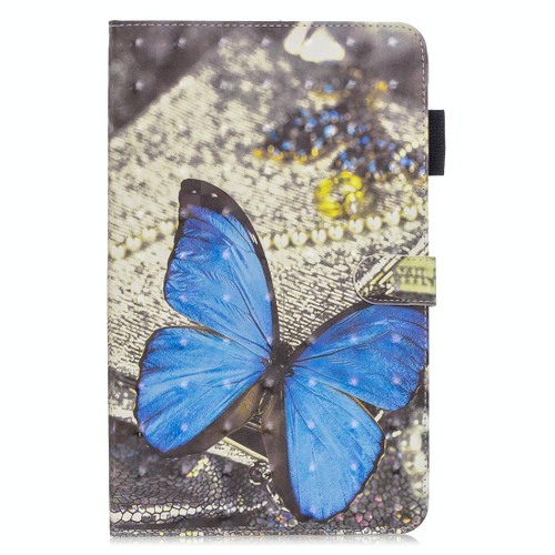 3D Horizontal Flip Leather Case with Holder & Card Slots For Galaxy Tab A 10.1 (2019)(Blue Butterfly)