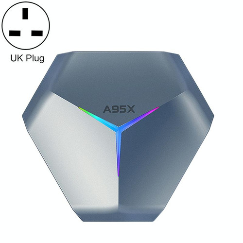 A95X F4 8K UHD Smart TV BOX Android 10.0 Media Player with Remote Control, Amlogic S905X4 Quad Core Cortex-A55 up to 2.0GHz, RAM: 2GB, ROM: 16GB, 2.4GHz/5GHz WiFi, Bluetooth, UK Plug((Metallic Blue))
