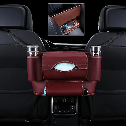 Car Front Seat Hanging Bag Paper Towel / Water Cup Storage Bag(Wine Red)