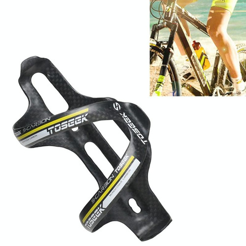TOSEEK Matte Full Carbon Fiber Road Bicycle Water Bottle Holder (Yellow)