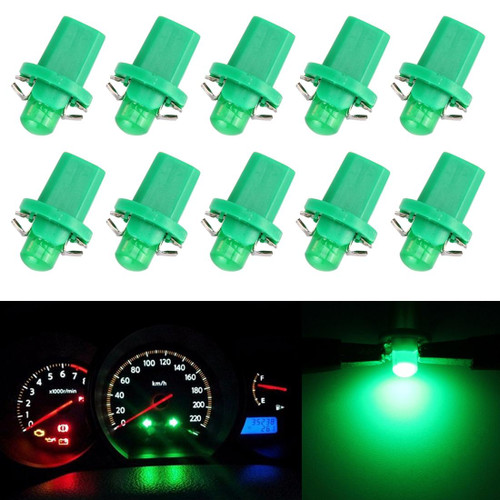10 PCS 0.4W B8.5 Wedge Instrument Panel COB LED Light Dashboard Gauge Cluster Indicator Lamp Bulb (Green Light)