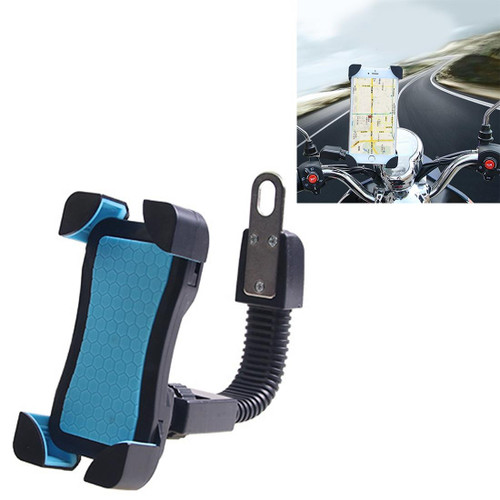 Universal 360 Degrees Free Rotation ABS Motorcycle Phone Bracket Mountain Bike Navigation Bracket GPS/Mobile Holder for 3.5-6.5 inch Mobile Phone(Blue)