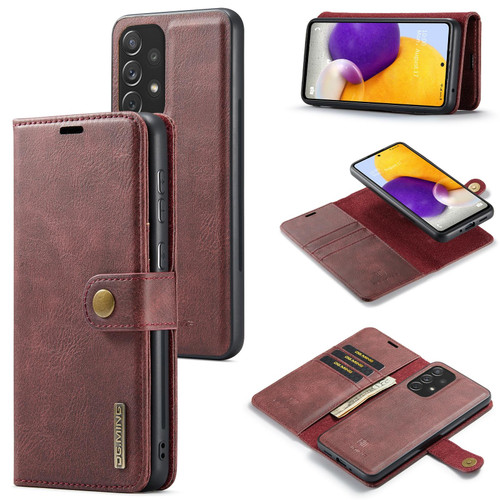 For Samsung Galaxy A73 5G DG.MING Crazy Horse Texture Detachable Magnetic Leather Phone Case(Red)