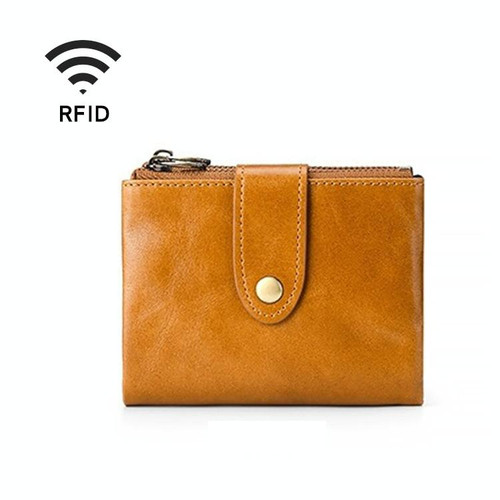 TP-185 Oil Wax Leather Multi-functional RFID Dual Zippers Wallet(Brown)