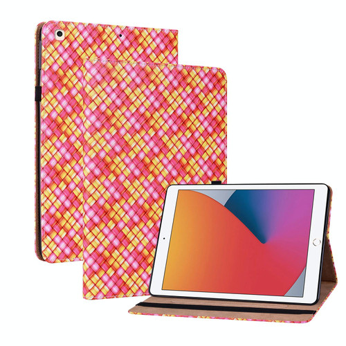 Color Weave Smart Leather Tablet Case For iPad 10.2 2019/Air 2019/10.5/10.2 2020/2021(Rose Red)