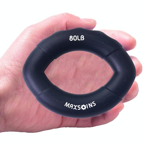 2 PCS MAXSOINS MXO-009898 Silicone Finger Exercise Grip Device Olive Shape Rehabilitation Finger Pinch Device, Specification: 80LB(Black)