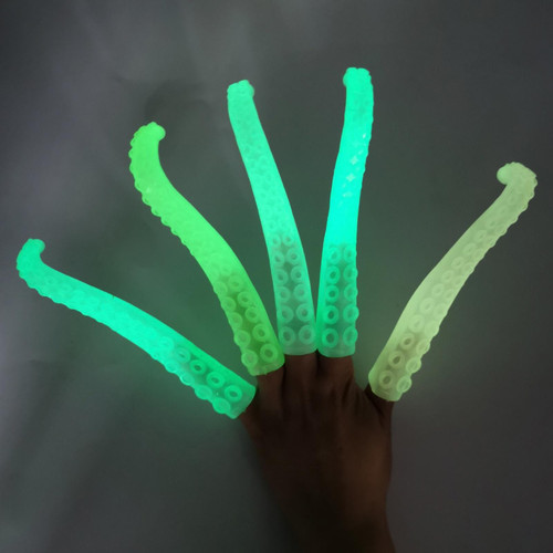 10 PCS TPR Soft Plastic Octopus Tentacles Finger Cover Toys Tricky Prank Finger Puppet, Random Color Delivery(Fluorescent)