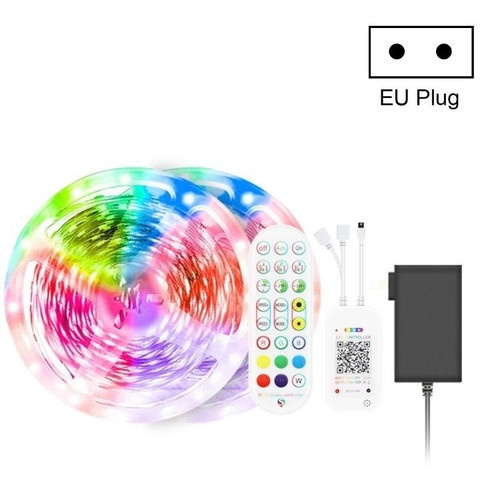 10M 600 LEDs Bluetooth Suit Smart Music Sound Control Light Strip Non-waterproof 5050 RGB Colorful Atmosphere LED Light Strip With 24-Keys Remote Control(EU Plug)