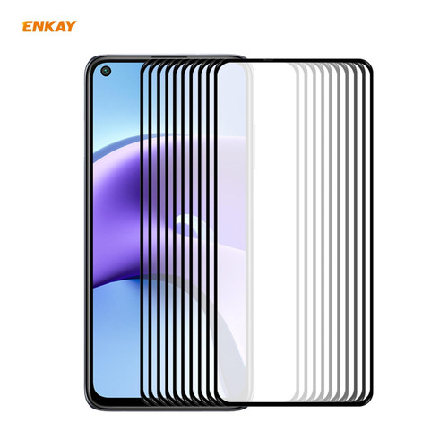 For Xiaomi Redmi Note 9T 10 PCS ENKAY Hat-Prince Full Glue 0.26mm 9H 2.5D Tempered Glass Full Coverage Film