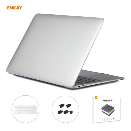 ENKAY 3 in 1 Crystal Laptop Protective Case + US Version TPU Keyboard Film + Anti-dust Plugs Set for MacBook Air 13.3 inch A1932 (2018)(Transparent)