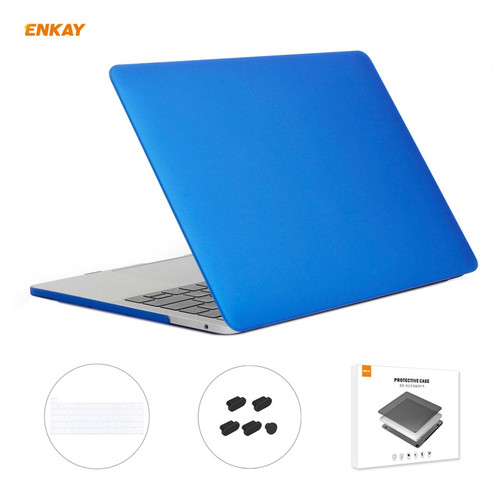 ENKAY 3 in 1 Matte Laptop Protective Case + US Version TPU Keyboard Film + Anti-dust Plugs Set for MacBook Pro 13.3 inch A2251 & A2289 & A2338 (with Touch Bar)(Dark Blue)