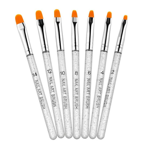 2 Sets 7 In 1 Phototherapy Pen Round Head Line Pen Transparent Rod Painted Pen Drawing Pen Nail Art Brush Tool(Silver Power)