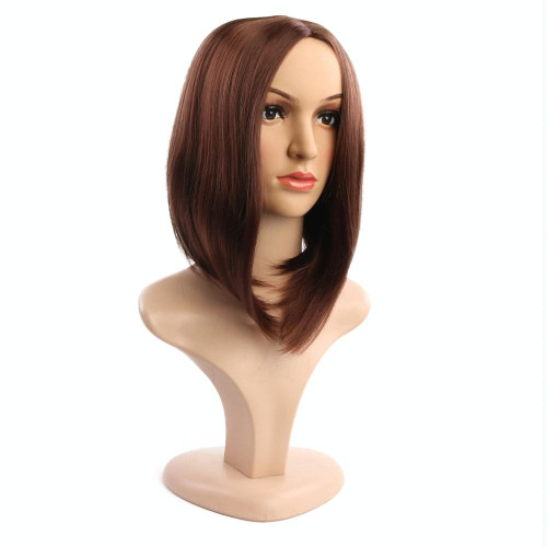 Ladies Short Hair Bobo Head Synthetic Hair Cover, Colour: Dark Brown