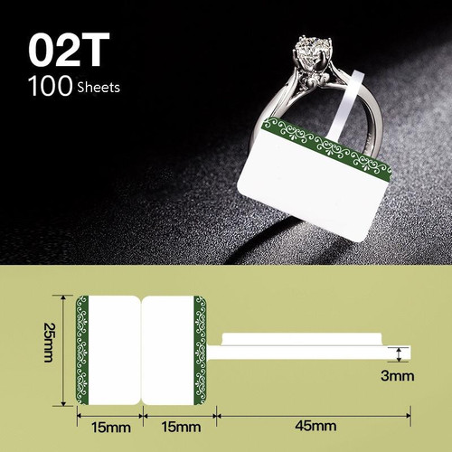 2 PCS Jewelry Tag Price Label Thermal Adhesive Label Paper for NIIMBOT B11 / B3S, Size: 02T Midnight 100 Sheets