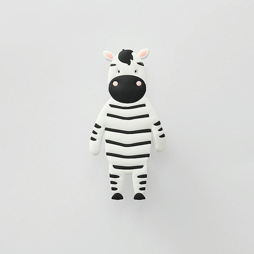 4 PCS Punch-Free Cartoon Animal Hooks Wall-Mounted Seamless Wall Refrigerator Door Decorative Hooks(Zebra)