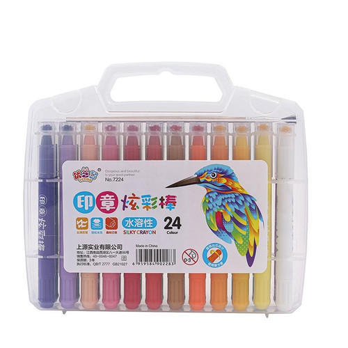 Seal Colorful Stick Water-Soluble Oil Pastel 12 Colors 24 Colors 36 Colors Portable Children Drawing Set Rotating Crayons, Specification: 24 Colors