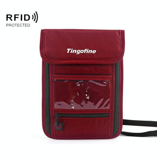Travel Storage Messenger Passport Bag Multifunctional RFID Anti-Theft Hanging Neck Document Bag Card Bag, Size: 21x16cm(Red)