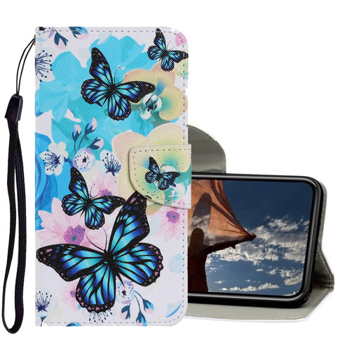 For iPhone XR Coloured Drawing Pattern Horizontal Flip PU Leather Case with Holder & Card Slots & Wallet & Lanyard(Purple Butterfly)