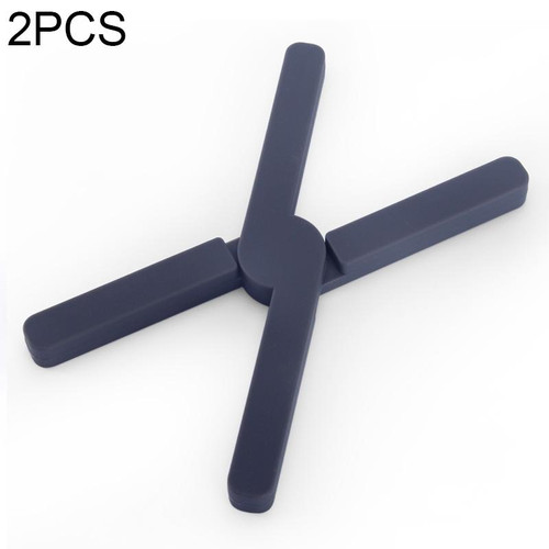 2 PCS Thickened X-shaped Silicone Foldable Pot Mat Kitchen  Heat-Insulation Meal Coaster High Temperature Table Mat(Dark Gray)