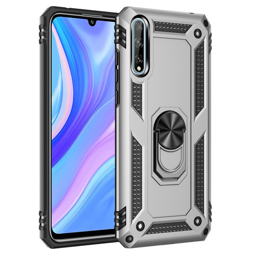 For Huawei Y8p Shockproof TPU + PC Protective Case with 360 Degree Rotating Holder(Silver)